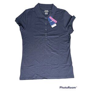 IZOD Girls Size L (11-13) Comfort Stretch Polo Shirt School Uniform Navy Blue(C8